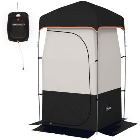 Camping Shower Tent, Portable Privacy Shelter with Solar Shower Bag, Removable Floor and Carrying Bag, Black - Black