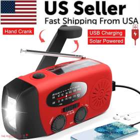 Emergency Radio Crank Solar Hand Weather 1000mAh Power Bank Charger Flash Light - Default Title
