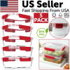 5 Pack Stackable Food Storage Containers Airtight & Leakproof Set Snap Lock Lids - 5 Pack - 600ml / 20oz