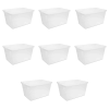 58 Quart Storage Box, Clear Plastic Storage Bin with Snap-on Lid, White - 8 Pack