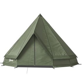Teepee Tent Waterproof Camping Tent with Stove Jack for 4-6 People for Outdoor Camping Hiking Army Green - Green