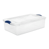 4 Pack 32 Quart Clear Underbed Storage Container with Latch Lid, Blue - 4 Pack