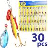 3OT!Lot 30pcs Trout Spoon Metal Fishing Lures Spinner Baits Bass Tackle Colorful - 30pcs