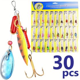 3OT!Lot 30pcs Trout Spoon Metal Fishing Lures Spinner Baits Bass Tackle Colorful - 30pcs