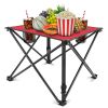 1Pc Foldable Camping Table Portable Picnic Table Lightweight Travel Desk with 2 Cup Holders Carrying Bag - Red
