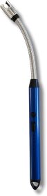 Electric Rechargeable Lighter with Flexible Long Neck - USB Powered - LED Battery Display - for Candles, Camping, and More - Royal Blue