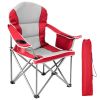 Oversized Camping Folding Chair, Heavy Duty Padded Chair with Cup Holder Storage and Cooler Bag, 5000 LBS Steel Frame, Portable for Outdoor - red