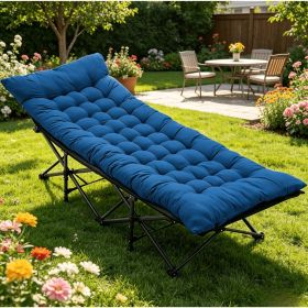 Foldable camping bed with mattress, sturdy and durable folding bed - blue