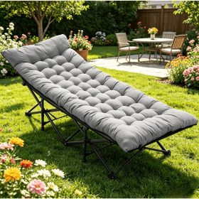 Foldable camping bed with mattress, sturdy and durable folding bed - grey