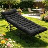 Foldable camping bed with mattress, sturdy and durable folding bed - black