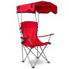 Foldable Beach Canopy Chair Sun Protection Camping Lawn Canopy Chair 330LBS Load Folding Seat - Red