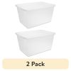 58 Quart Storage Box, Clear Plastic Storage Bin with Snap-on Lid, White - 2 Pack