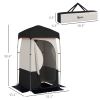 Camping Shower Tent, Portable Privacy Shelter with Solar Shower Bag, Removable Floor and Carrying Bag, Black - Black