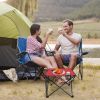 1Pc Foldable Camping Table Portable Picnic Table Lightweight Travel Desk with 2 Cup Holders Carrying Bag - Red