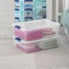 4 Pack 32 Quart Clear Underbed Storage Container with Latch Lid, Blue - 4 Pack