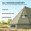 Teepee Tent Waterproof Camping Tent with Stove Jack for 4-6 People for Outdoor Camping Hiking Army Green - Green