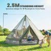 Teepee Tent Waterproof Camping Tent with Stove Jack for 4-6 People for Outdoor Camping Hiking Army Green - Green