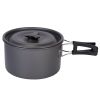 12Pcs Camping Cookware Set Camping Stove Aluminum Pot Pans Kit for Hiking Picnic Outdoor with Cup Fork Spoon Knife - Grey