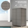 Outdoor PE Rattan Wicker Towel Rack, Pool Toy Cabinet, Hot Tub Accessory Storage, Freestanding Cabinet w/ 2 Doors & Drawer for Spa, Dark Gray - Gray