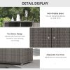 Outdoor PE Rattan Wicker Towel Rack, Pool Toy Cabinet, Hot Tub Accessory Storage, Freestanding Cabinet w/ 2 Doors & Drawer for Spa, Dark Gray - Gray