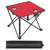 1Pc Foldable Camping Table Portable Picnic Table Lightweight Travel Desk with 2 Cup Holders Carrying Bag - Red