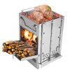 Portable Backpacking Stove for Camping Hiking Picnic BBQ Outdoor Cooker Folding Travel Charcoal Stove with Handle Carry Bag 2 Bolts - Silvery