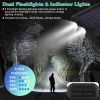 10000mAh Solar Power Bank External Battery Pack Dual USB Ports Outdoor Charger with Battery Indicators SOS LED Lights Compass Camping Hiking - Black