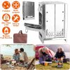 Portable Backpacking Stove for Camping Hiking Picnic BBQ Outdoor Cooker Folding Travel Charcoal Stove with Handle Carry Bag 2 Bolts - Silvery