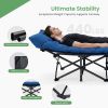 Foldable camping bed with mattress, sturdy and durable folding bed - blue