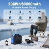 300W Portable Power Station, 296Wh 80000mAh Lithium Battery Generator Solar for Outdoor Camping RV Home,Power Supply - as picture