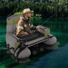 350lbs Inflatable Fishing Float Tube - 2 Air Chambers, Rod Holder+Fish Ruler, Green+Gray - default title