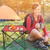1Pc Foldable Camping Table Portable Picnic Table Lightweight Travel Desk with 2 Cup Holders Carrying Bag - Red