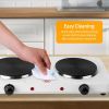 2000W Double Electric Burner Portable Dual Counter Stove Countertop Hot Plate Kitchen Cooker Stove with 5 Gear Temperature Control - White