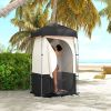 Camping Shower Tent, Portable Privacy Shelter with Solar Shower Bag, Removable Floor and Carrying Bag, Black - Black