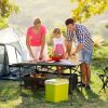 220 lb Capacity Foldable Camping Table | Aluminum Top & Steel Frame with Mesh Basket | Portable BBQ/Picnic/Beach Table Includes Carry Bag - Black
