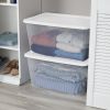 58 Quart Storage Box, Clear Plastic Storage Bin with Snap-on Lid, White - 2 Pack