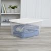 58 Quart Storage Box, Clear Plastic Storage Bin with Snap-on Lid, White - 2 Pack
