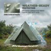 Teepee Tent Waterproof Camping Tent with Stove Jack for 4-6 People for Outdoor Camping Hiking Army Green - Green